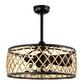 thumbnail image 2 of Warehouse of Tiffany Annas 25 Inch Matte Black and Gold cage Finish Ceiling Lighted Fandelire with Remote, 2 of 5