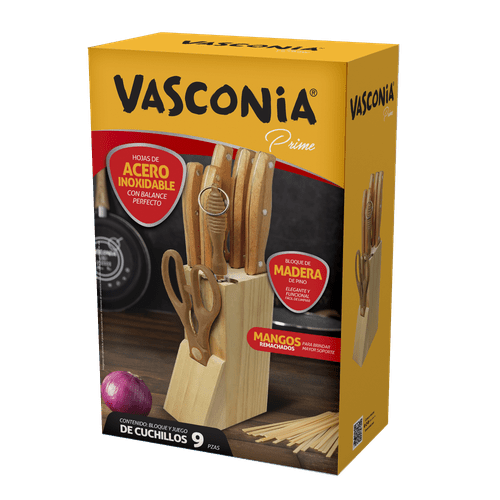 Bloque de Cuchillos 9 Piezas Vasconia Prime