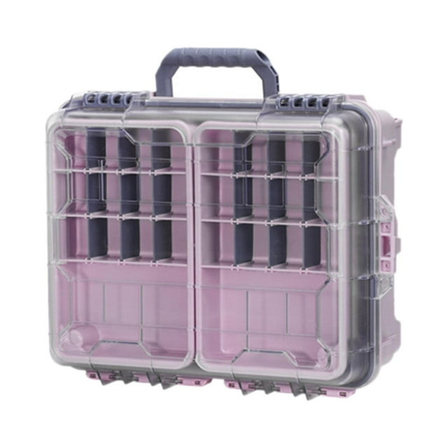 Caja de aparejos de pesca con manejo de 3 niveles Multi compartimentos Resistidos contenedor de organizador de almacenamiento práctico para ganchos de Rosa