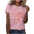 thumbnail image 1 of Camiseta de Manga Corta de Cuello Redondo con Patrones de Corazón de Moda de las Mujeres para Diario, Fiesta, Primavera Y Verano, 1 of 5