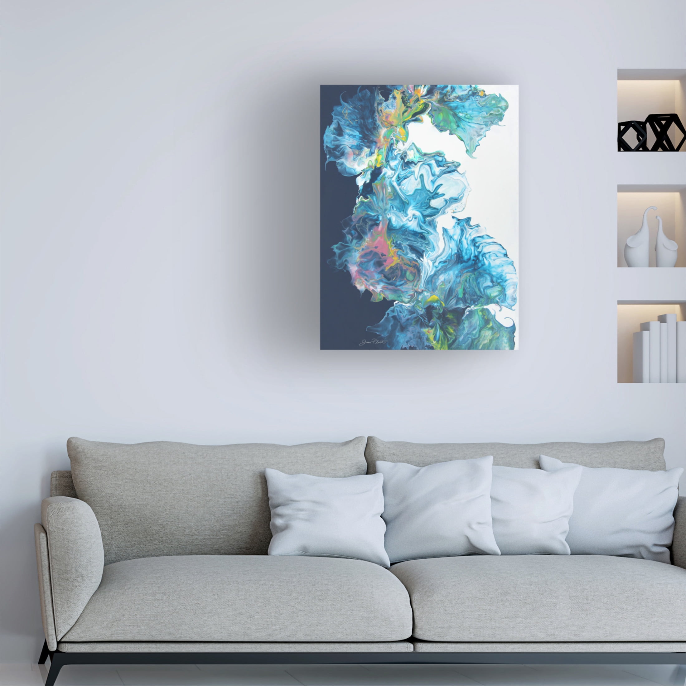 Canvas Wall Art - Jean Plout 'Blue Fluid Magic' Wall Art for Living Room, Bedroom, or Office Décor by Trademark Fine Art - 35 x 47 Inches