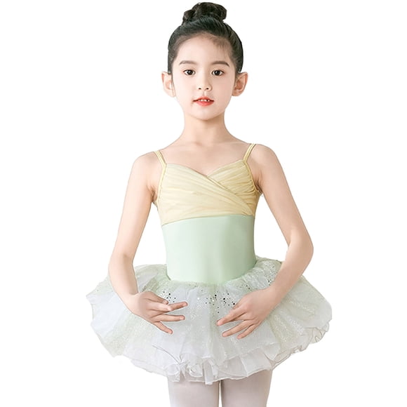 SXcggal Suspenders Glitter Dance Ballet Tutu Leotard Ballerina Outfit For Girls Toddler Cozy Stylish Lightweight Toddler Outfits Set