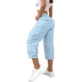 thumbnail image 3 of cocolona Womens Casual Capri Cargo Pants Elastic Waist Drawstring Wide Leg Outdoor Hiking Cropped Pants with Pockets, 3 of 5