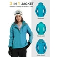 thumbnail image 6 of OutPro Womens Ski Jacket 3 in 1 Waterproof Winter Coat Fleece Windproof Snow Windbreaker,Blue,XXXL, 6 of 11