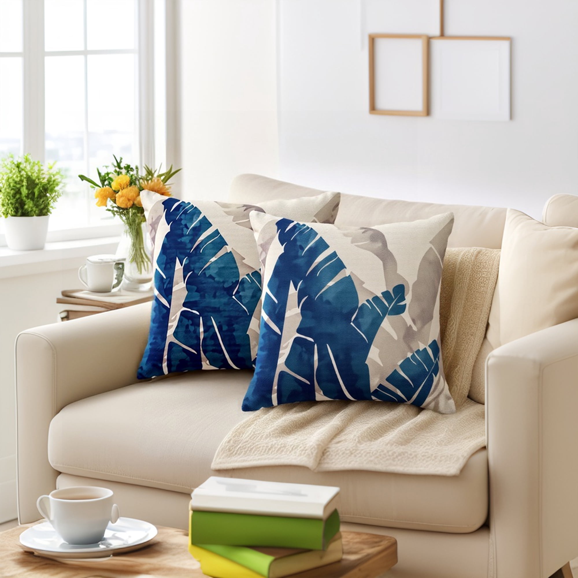Unique Bargains Decorative Throw Pillow Covers Set of 2 Leaf Pattern 1