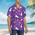 thumbnail image 3 of Rateoe Rainbow Lgbt Penguin Pattern Men’s Hawaiian Shirt – Short Sleeve Button-Down Tropical Beach Shirt, Lightweight & Breathable Casual Aloha Shirt with Pocket,XX-Large, 3 of 7