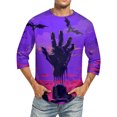 thumbnail image 1 of Camiseta casual de moda con cuello redondo y manga tres cuartos para hombre, 1 of 4