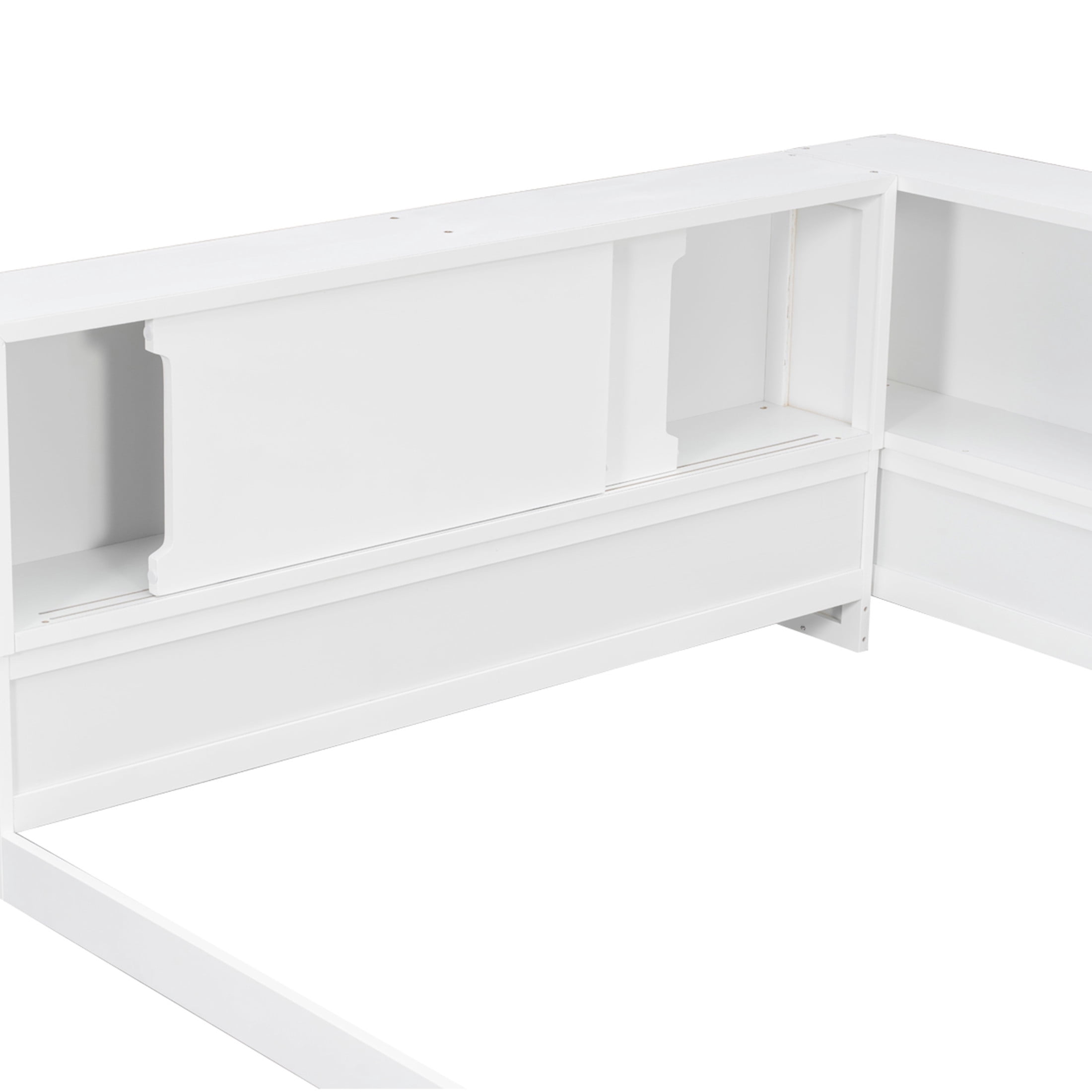 Noble House Dalmor Queen Size Wood Daybed with 5 Storage Cabinets, Built-in Charging Station and LED Light, White