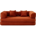 thumbnail image 3 of 74.8''Convertible Floor Sofa Bed with Pillow & Blanket, Compact Memory Foam Guest Sleeper with Enhanced Sturdy Frame, Foldable Lounger Couch for Living Room, Bedroom, Small Spaces (Rose Red), 3 of 5