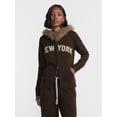 thumbnail image 5 of No Boundaries Zip Up Hoodie with Faux Fur Trim, Women’s XXS-XXL, 5 of 6