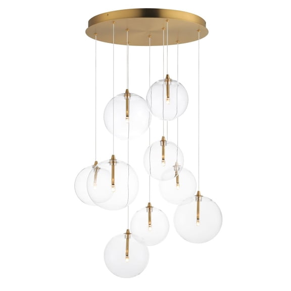 ET2 E25077-18NAB 22.25 in. Global Natural Aged Brass Multi LED Light Pendant - Clear Shade