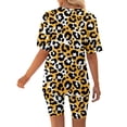 thumbnail image 3 of Xmyrz Women Shorts Sets Outfits Elastic Wasit Sports Leopard Print Short Sleeve Fitness Yoga V-Neck Going Out Outfit Clothing Suits, 3 of 6