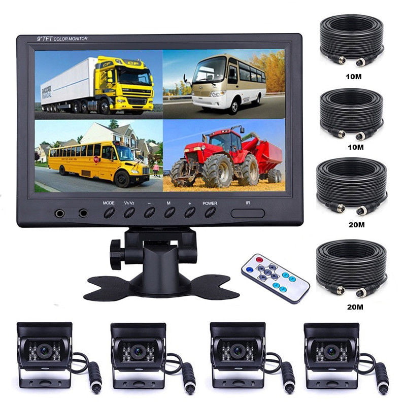 7" MONITOR+4PIN BACKUP CAMERA REAR SIDE VIEW SYSTEM FOR TRUCK RV VAN TRAILER 20M 