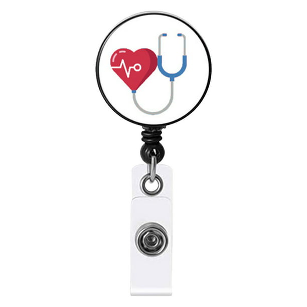 jovati Nurse Badge Buckle Love Stethoscope Easy-To-Pull Buckle