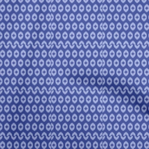 oneOone Cotton Poplin Medium Blue Fabric Asian Ikat Diy Clothing Quilting Fabric Print Fabric By Yard 56 Inch Wide