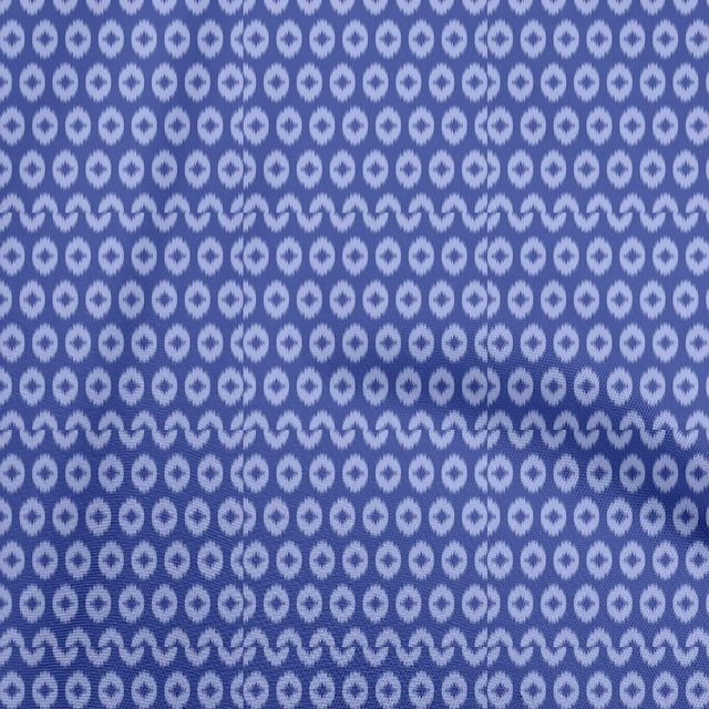 oneOone Silk Tabby Medium Blue Fabric Asian Ikat Craft Projects Decor Fabric Printed By The Yard 42 Inch Wide
