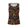 thumbnail image 4 of Xecao Sunflower Rooster print women's scoop neck, loose-fit workout tank tops for the gym., 4 of 9