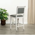 thumbnail image 3 of CoSoTower 24" Counter Stool, Antique White Finish, Gray Leather Seat, 3 of 7