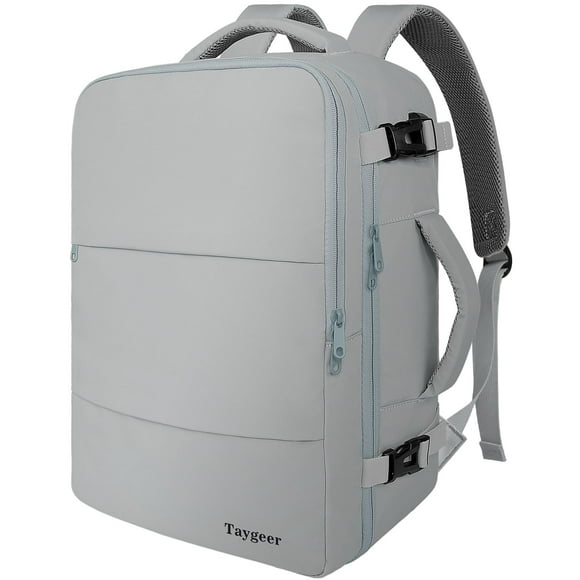 Mochila de viaje Taygeer Carry On de 15.6 pulgadas con puerto USB, color gris