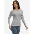 thumbnail image 5 of Womens Long Sleeve Stretch Crew Neck Fitted Casual Basic T-Shirt, 5 of 6