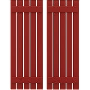 Ekena Millwork 19 1/2"W x 70"H Americraft Five Board (2 Batten) Exterior Real Wood Spaced Board-n-Batten Shutters (Per Pair), Fire Red