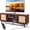 Walnut, variant on VEVOR Rattan TV Stand, Boho TV Cabinet for 55 inch TV, Mid Century Modern TV Stand, Rattan TV Console with Adjustable Shelfs for Living Room, Media Room, Walnut