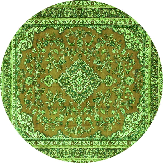 Ahgly Company Indoor Round Persian Green Traditional Area Rugs, 5' Round