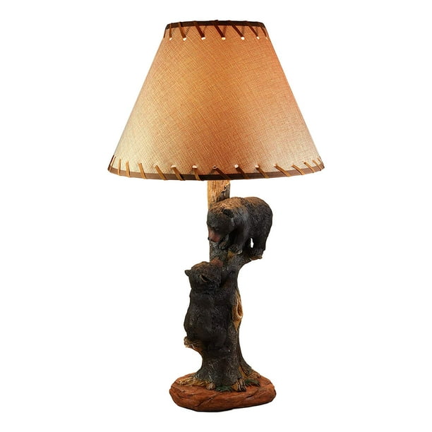Ebros Helping Hand Whimsical Black Bear, Rustic Lodge Table Lamps