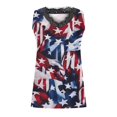 thumbnail image 4 of Blusa sin mangas con estampado de día de la independencia de patchwork de encaje con cuello en V de verano para mujer Pompotops  lopia999010, 4 of 5