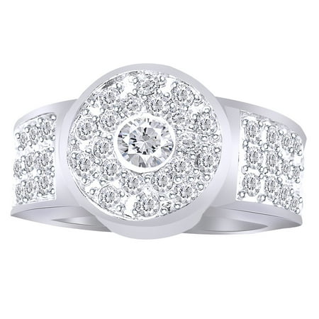 1/2 Carat Round White Natural Diamond Hip Hop Jewelry Halo Band Ring In 10k Solid White Gold (0.50 Cttw) Ring Size-10