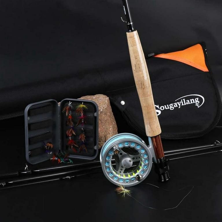 Sougayilang Saltwater Freshwater Fly Fishing Rod with Fly Reel Combo -  Novice Fishing Full Kit 