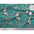 thumbnail image 3 of Soimoi Green Rayon Fabric Flower & Butterfly Printed Craft Fabric by The Yard 56 Inch Wide, 3 of 3