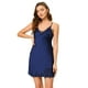 thumbnail image 1 of Mini vestido de pijama Allegra K con encaje escote en V sexy Azul S, 1 of 5