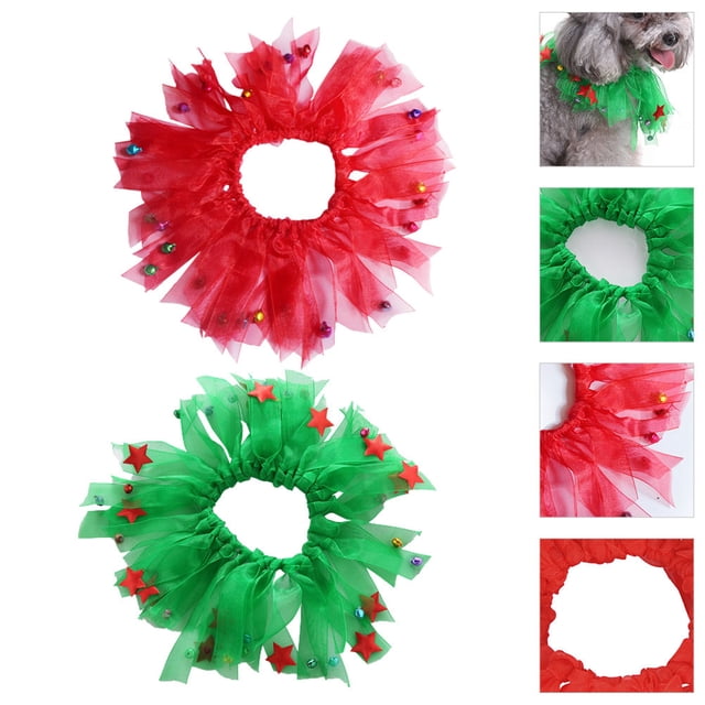WRITWAA 2 Pcs Collier pour Animaux de Compagnie Rouge de Noël Matériau Polyester Design Festif Confortable