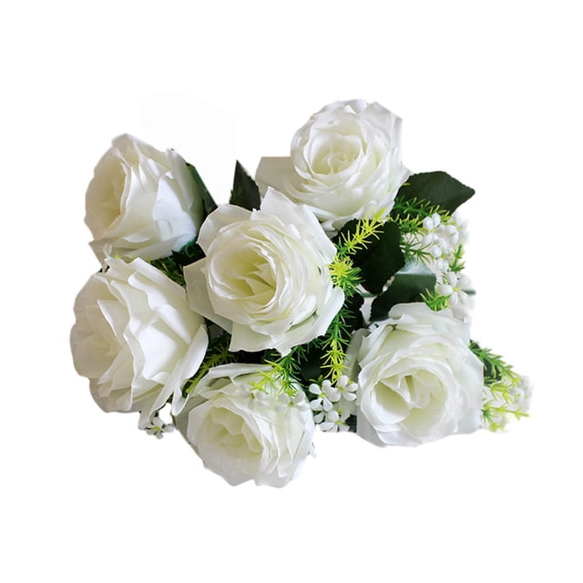 Xihbxyly Rosas Artificiales de Seda de 7 Cabezas, Ramo de Novia Realista, Tallos de Alambre de Acero Ajustables, Fácil de Limpiar, Decoración para Fiestas En Casa, Arreglos de Jardín para La Oficina,