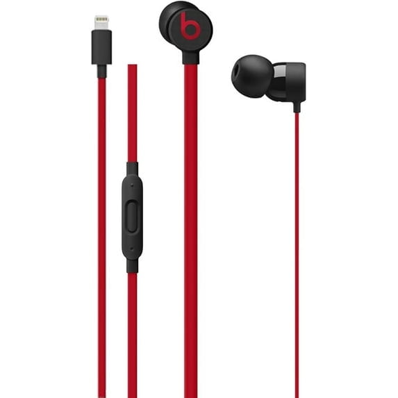 Restored Beats by Dr. Dre urBeats 3 Inner Ear Headphones, Black/Red (Refurbished)