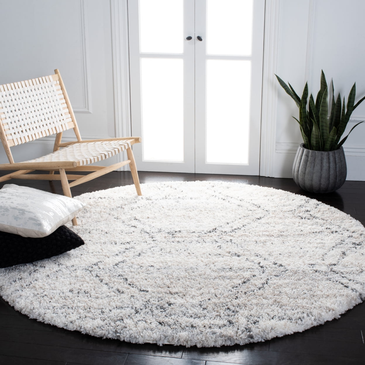 SAFAVIEH Fontana Darin Geometric Shag Area Rug, Ivory/Grey, 3' x 5'