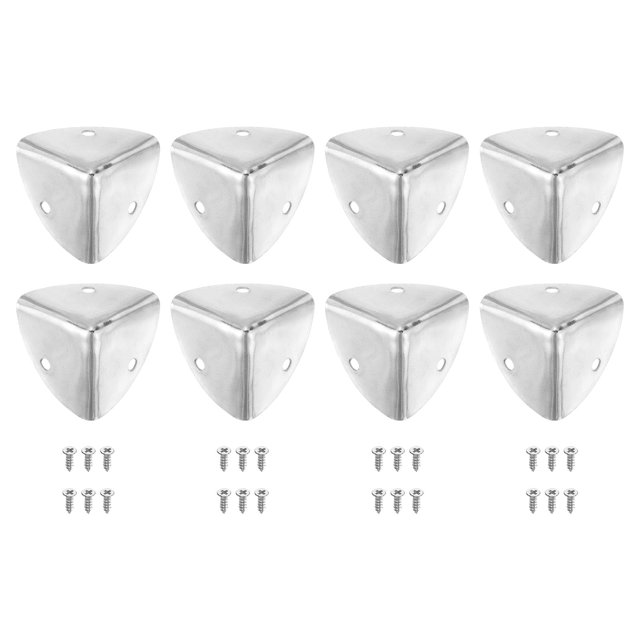 8 Pcs Furniture Corner Edges Protector, 40mm Metal Edge Guard with Screws, Silver