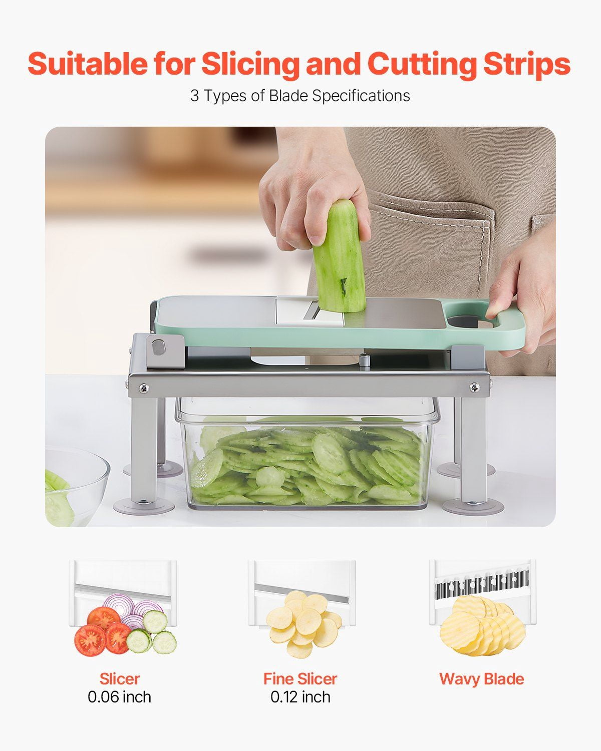 9-in-1 Vegetable Chopper & Mandoline Slicer - Multi-Functional Food Processor with 9 Blades for Spiralizing, Grating, Slicing - BPA-Free Veggie Cutter for Kitchen, Salad, Meal Prep (Easy Clean)
