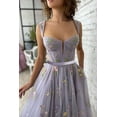 thumbnail image 4 of Vestido de fiesta Loyeloy bordado con flores de tul hasta el té, corte en A, 4 of 7