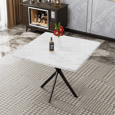 Square Dining Table, Mid Century Modern Square Dining Table for 4-6 Person, Coffee Table for Kitchen Dining Room, Office, Save Space