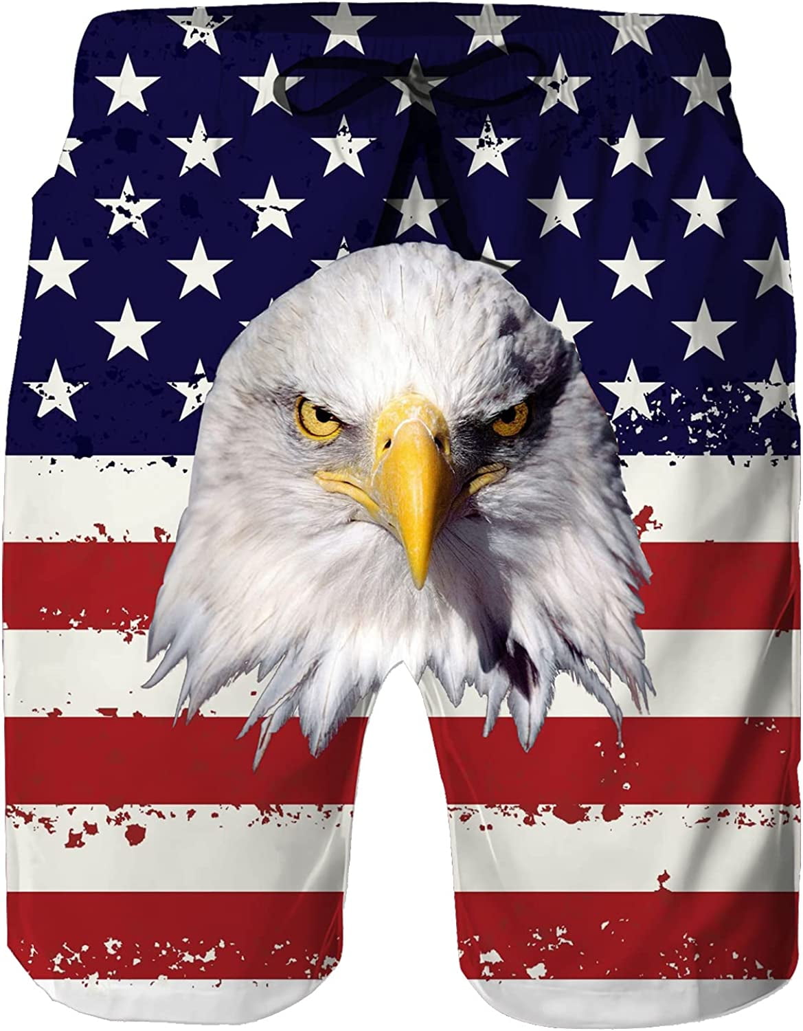 Men's American FlagBaldEagle Swim Trunks Quick Dry Summer Beach