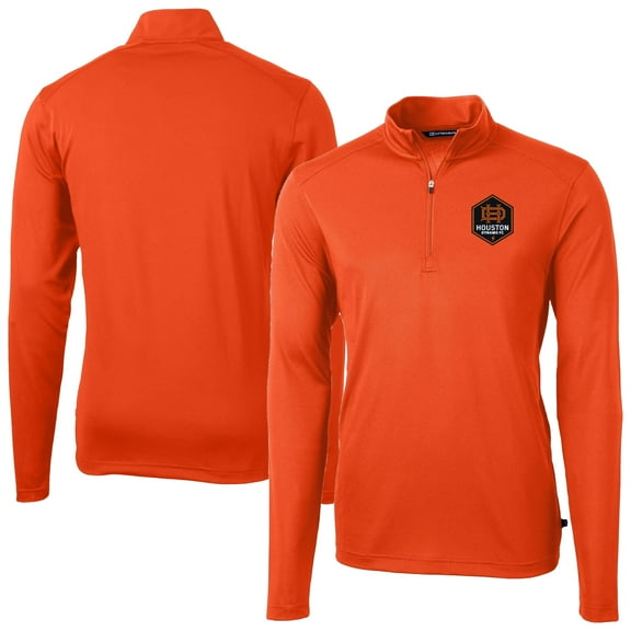 Men's Cutter & Buck Orange Houston Dynamo FC DryTec Virtue Eco Pique Recycled Quarter-Zip Pullover