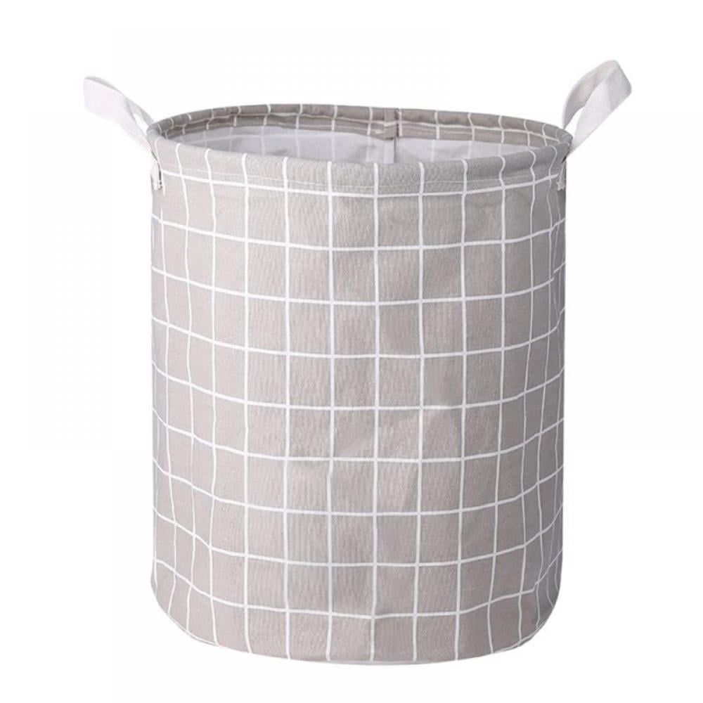 Collapsible Large Cotton Storage Basket for Clothes Toys Grey Stripe DOKEHOM 77L Freestanding Laundry Hamper with Handle 