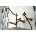 thumbnail image 4 of Kingston Brass KS124ALBSAC Heritage Double-Handle Wall-Mount Bridge Kitchen Faucet with Brass Sprayer, Antique Copper, 4 of 8