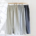 thumbnail image 2 of Men's Comfy Gauze Pajamas Pants - Loose Elastic Waist Lounge Pj Bottoms Summer Soft Sleepwear with Pockets, 2 of 4