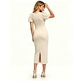 thumbnail image 4 of Brglopf Women's Puff Short Sleeve Bodycon Midi Dress Summer Elegant Formal Wedding Guest Cocktail Party Office Pencil Dresses, 4 of 7