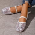 thumbnail image 6 of Samdudou Ballet Flats for Women Closed Toe Square Front Mary Jane Shoes Romantic Sheer Lace Mesh Floral Pattern Breathable Slip On Footwear with Elastic Strap for Everyday, 6 of 9
