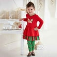 thumbnail image 4 of Owordtank Christmas Outfit Toddler Infant Baby Girls Ruffle Top Clothes Set Deer Print Shirt Dress Pants Set, 4 of 8