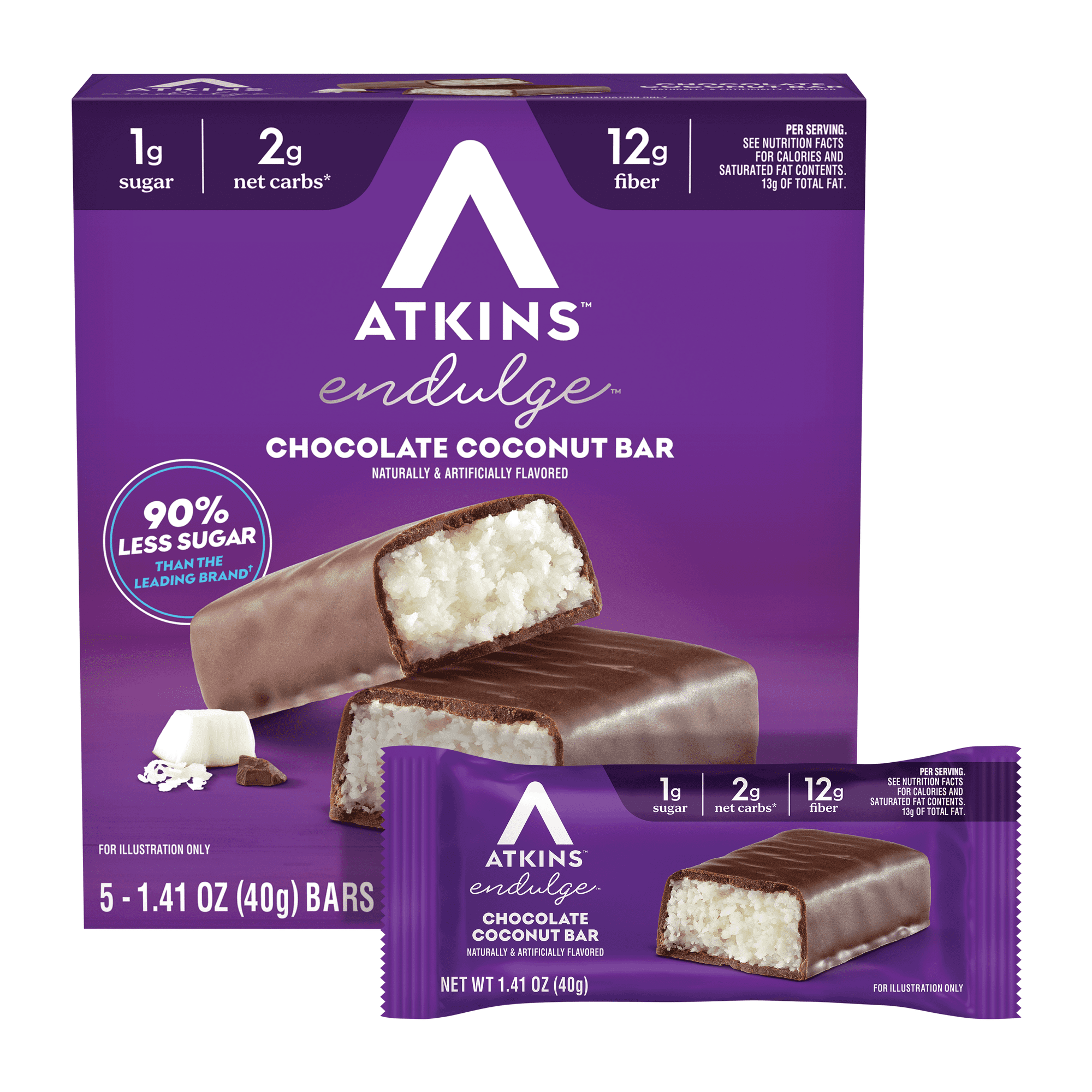 【並行輸入品】アトキンス Atkins チョコレートココナッツバー 5本(40g/1本) Chocolate Coconut Bar